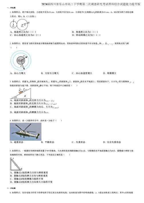 2024届四川省乐山市高三下学期第二次调查研究考试理科综合试题能力提升版