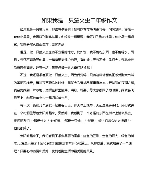 如果我是一只萤火虫二年级作文