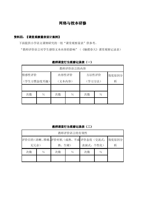 网络与校本研修笔记五：【课堂观察量表设计案例】