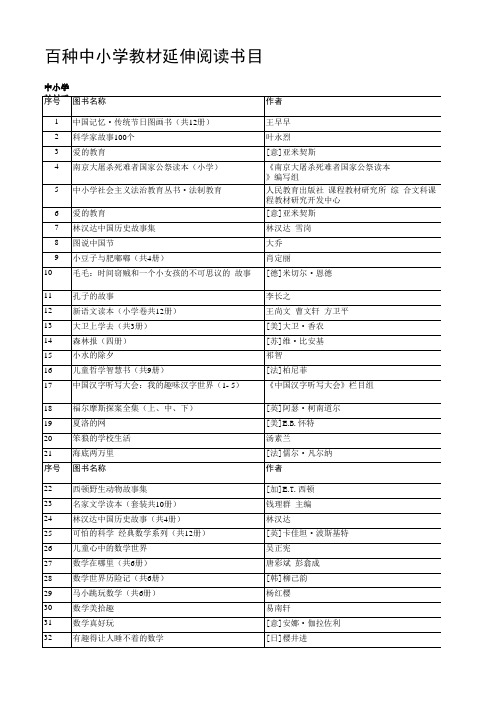 《百种中小学教材延伸阅读书目》