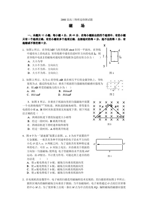 2008年广东高考一轮复习——《磁场》测试题