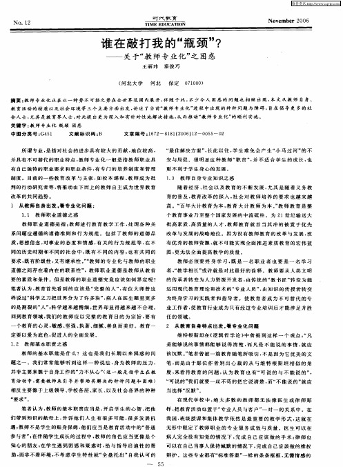 谁在敲打我的“瓶颈”？——关于“教师专业化”之困惑