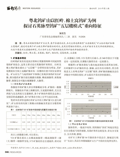 粤北钨矿山以红岭、棉土窝钨矿为例探讨石英脉型钨矿“五层楼模式”垂向特征