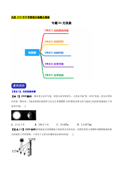 2020年中考物理压轴题全揭秘 专题04 光现象(原卷版)