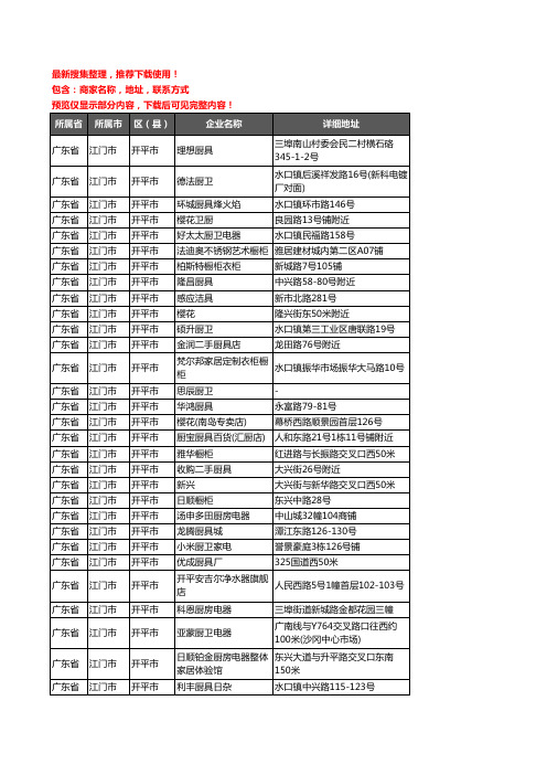 新版广东省江门市开平市厨卫电器企业公司商家户名录单联系方式地址大全70家