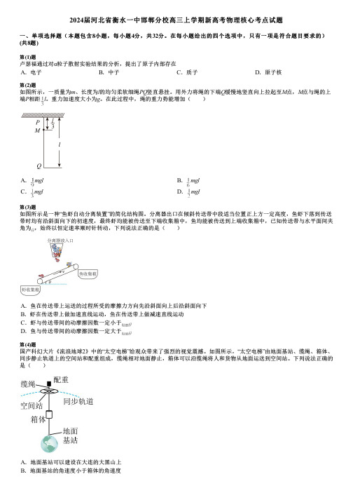 2024届河北省衡水一中邯郸分校高三上学期新高考物理核心考点试题