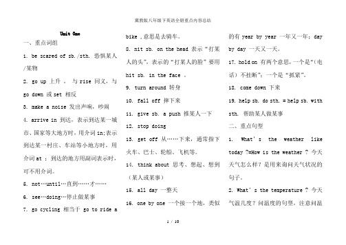 冀教版八年级下英语全册重点内容总结