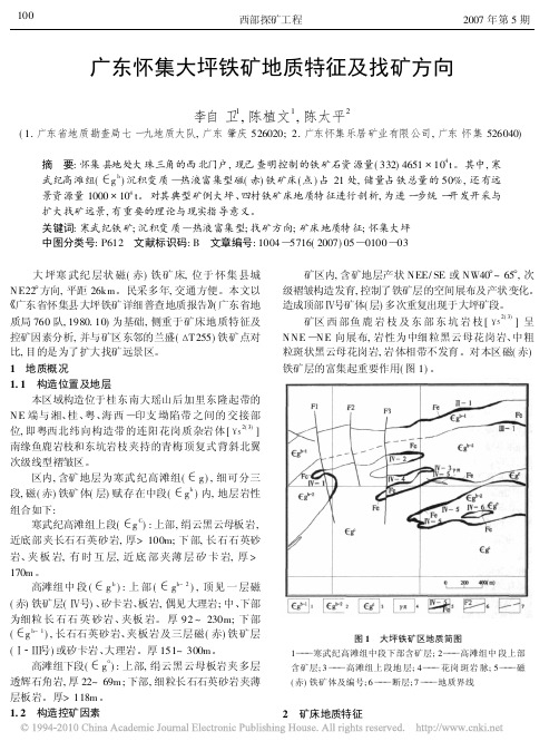 广东怀集大坪铁矿地质特征及找矿方向