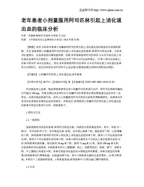 老年患者小剂量服用阿司匹林引起上消化道出血的临床分析