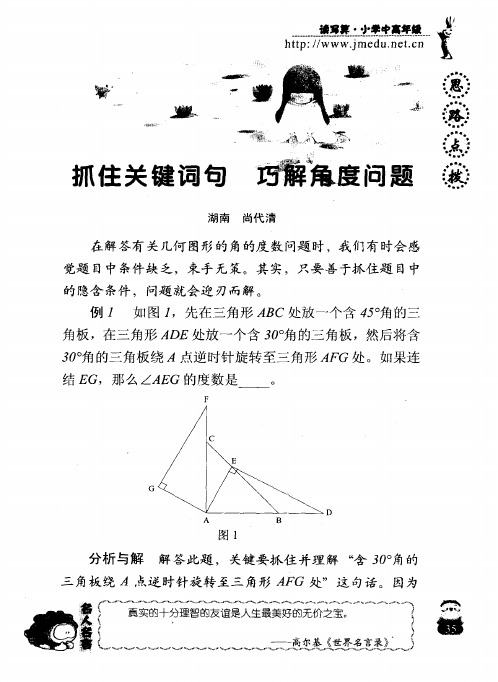 抓住关键词句 巧解角度问题