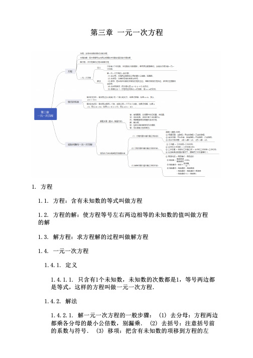 七年级上册数学人教版第三章 一元一次方程知识点梳理