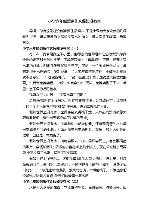 小学六年级想象作文假如没有水