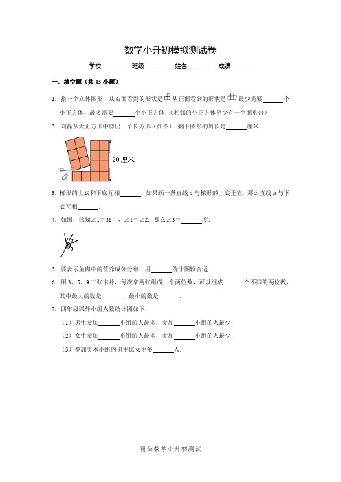 六年级数学小升初检测卷附答案解析