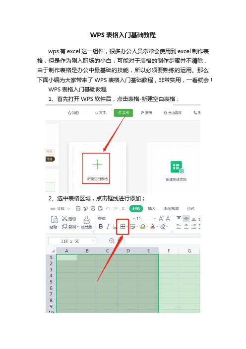 WPS表格入门基础教程