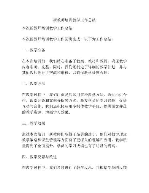 新教师培训教学工作总结