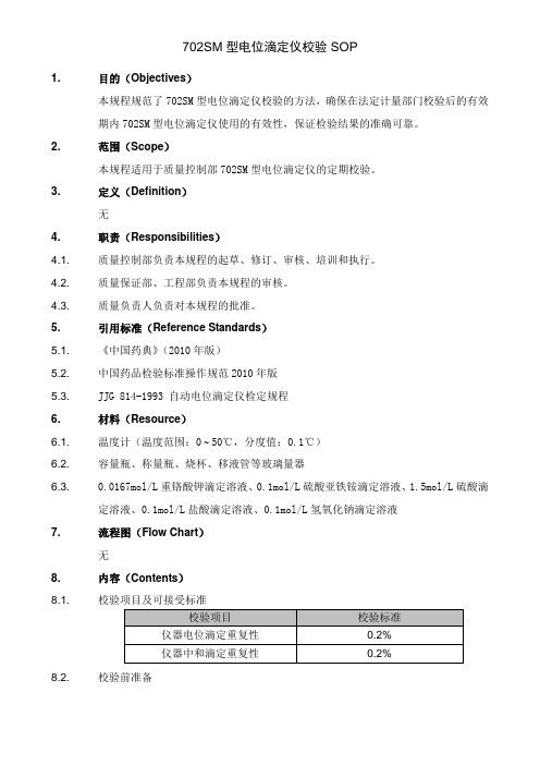 702SM型电位滴定仪校验SOP