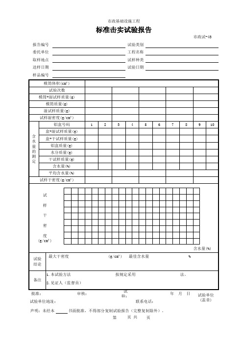 (市政试-43)标准击实试验报告