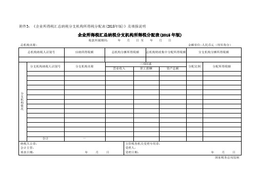 企业所得税汇总纳税分支机构所得税分配表版及填报说明