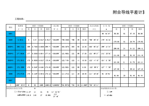 附合导线excel平差计算表