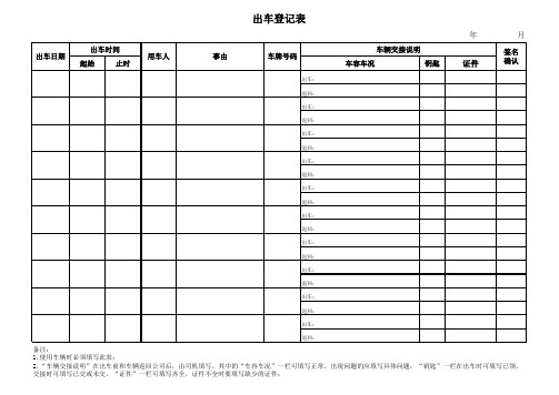 出车登记表(常用)