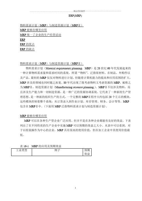 物料需求计划(MRP)与制造资源计划(MRPⅡ)