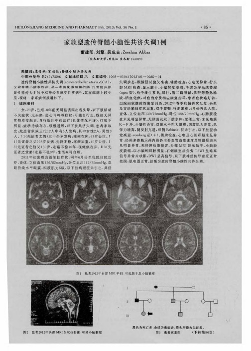 家族型遗传脊髓小脑性共济失调1例