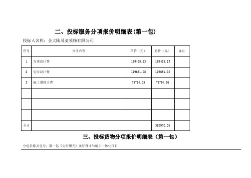 二、投标服务分项报价明细表(第一包)
