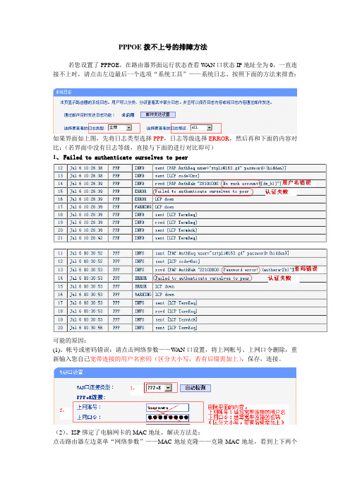 PPPOE拨不上号排障(英文日志)