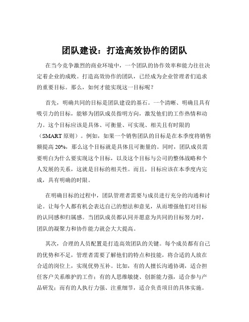 团队建设：打造高效协作的团队