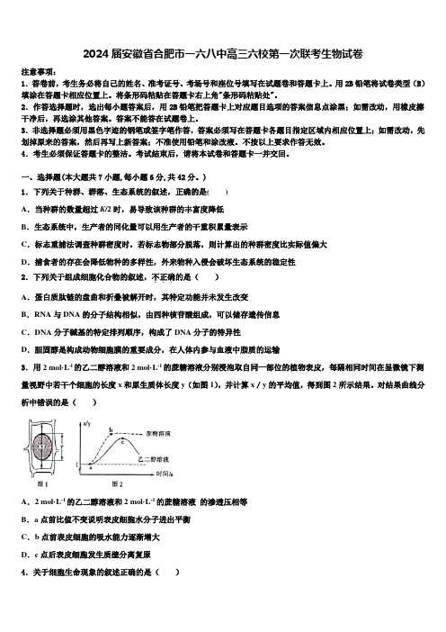 2024届安徽省合肥市一六八中高三六校第一次联考生物试卷含解析