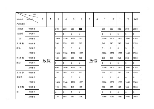 销售收入预测(12个月)、销售和成本计划、现金流量计划