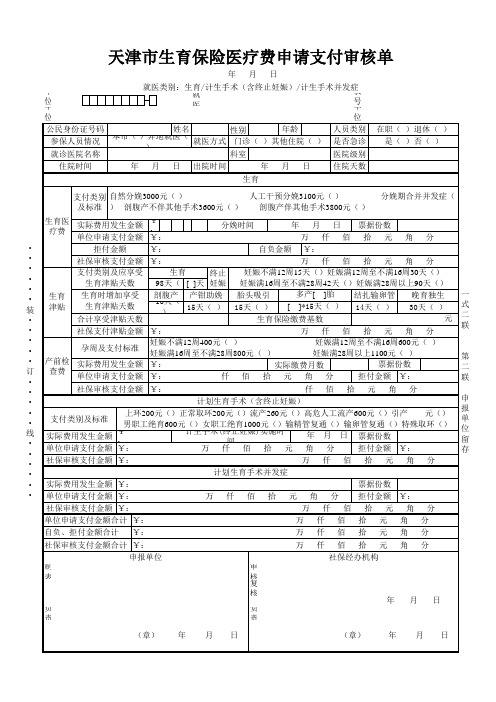 支字6号(医疗费申请支付审核单)