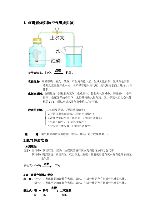 初三上册化学实验汇总