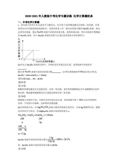 2020-2021年人教版中考化学专题训练 化学计算题经典