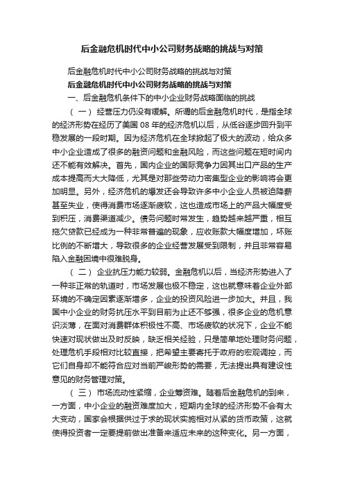 后金融危机时代中小公司财务战略的挑战与对策