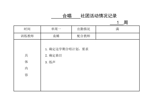 合唱社团活动情况记录