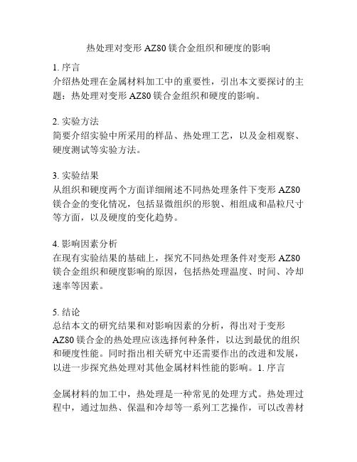 热处理对变形AZ80镁合金组织和硬度的影响