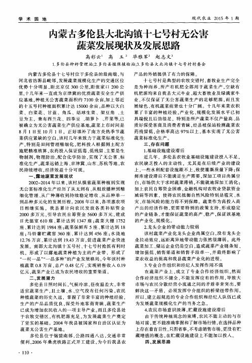 内蒙古多伦县大北沟镇十七号村无公害蔬菜发展现状及发展思路