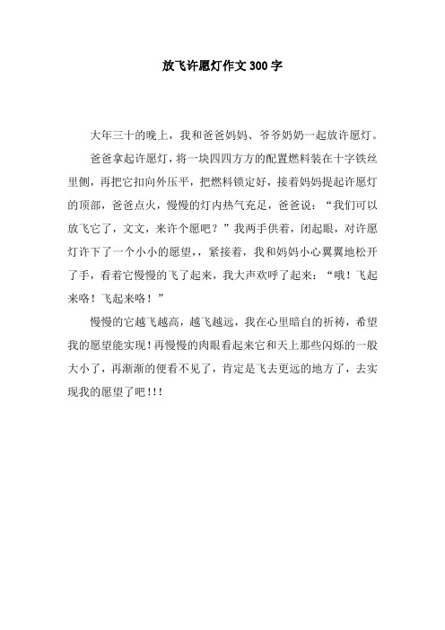 放飞许愿灯作文300字