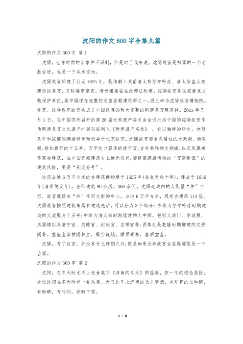 沈阳的作文600字合集九篇