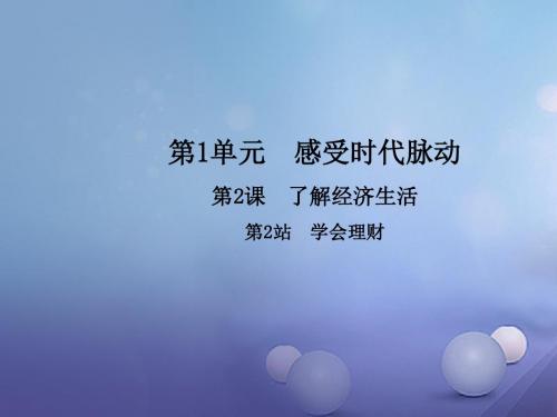 九年级政治全册第1单元感受时代脉动第2课了解经济生活第2框学会理财北师大版