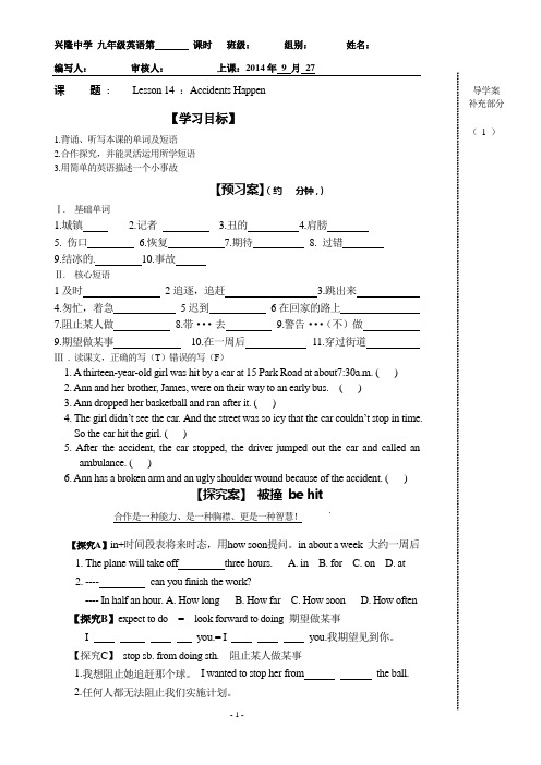 冀教版九年级英语导学案14