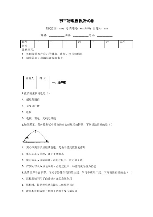 初三物理鲁教版试卷