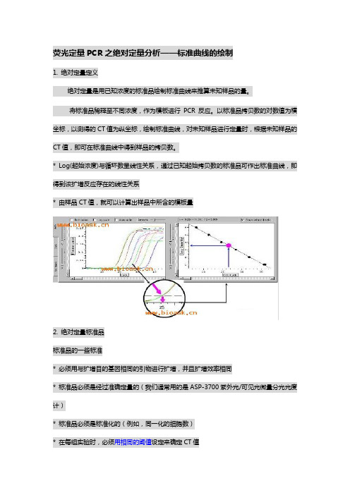 荧光定量PCR之绝对定量分析——标准曲线的绘制