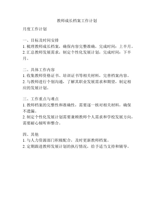 教师成长档案工作计划