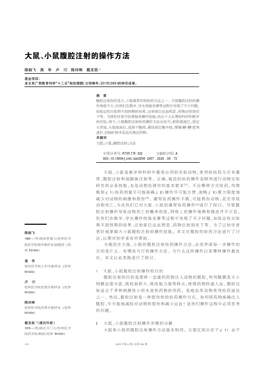 大鼠、小鼠腹腔注射的操作方法