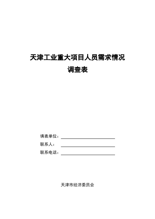 天津工业重大项目人员需求情况