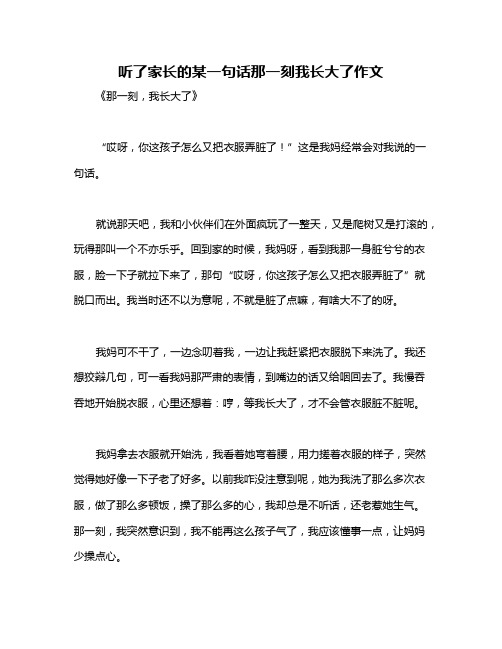 听了家长的某一句话那一刻我长大了作文