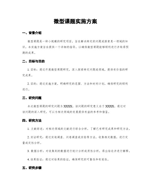 微型课题实施方案