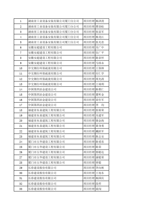 中国部分工程项目经理